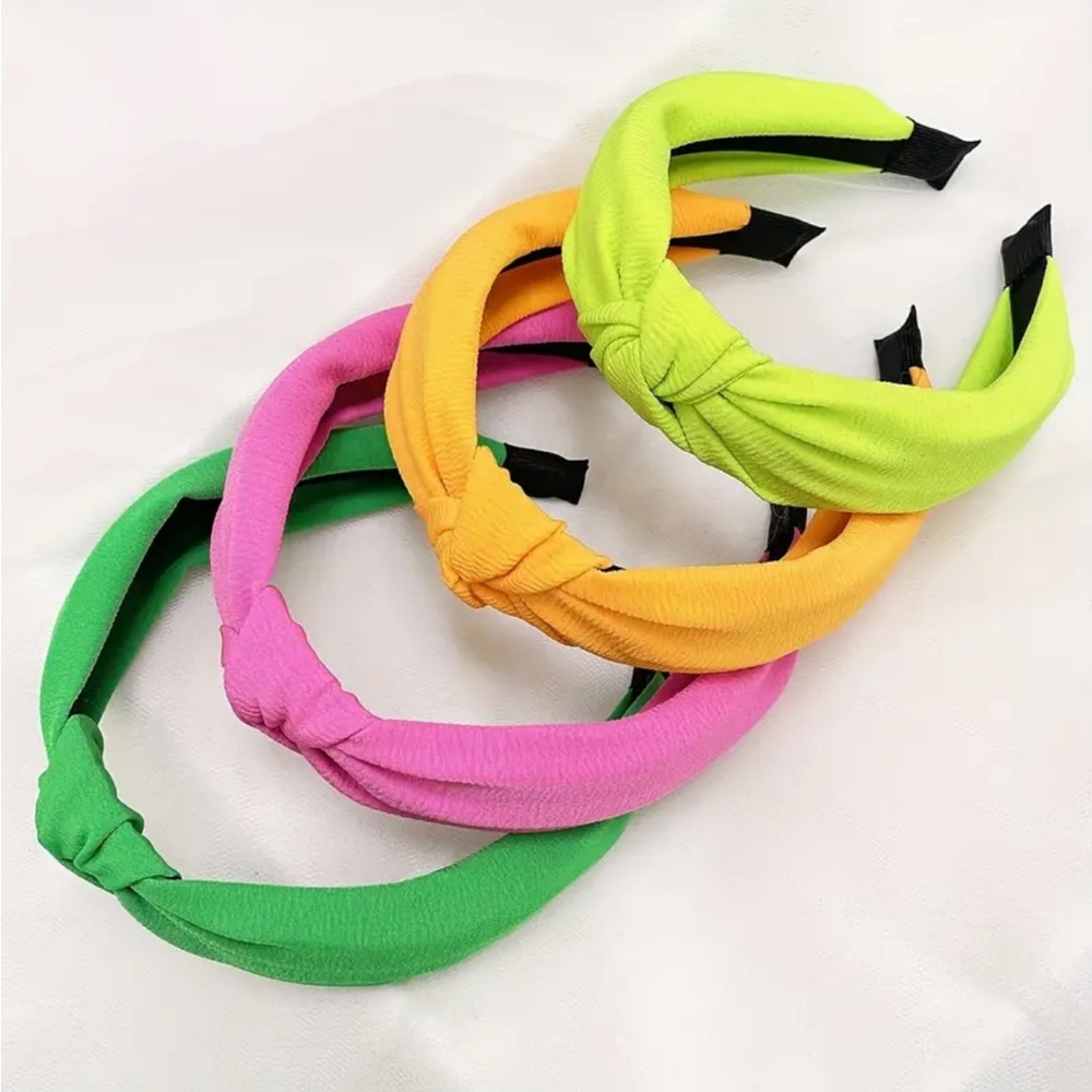 Bright Candy Colored Knotted Headband Set ~ 4 Pieces - Picture 2 of 3